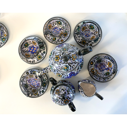 ANTICO SERVIZIO CAFFE 5 pers. MAIOLICA MAP Pesaro DECORO FLOREALE  ART DECO '900