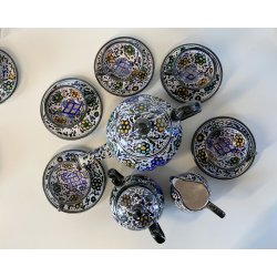 ANTICO SERVIZIO CAFFE 5 pers. MAIOLICA MAP Pesaro DECORO FLOREALE  ART DECO '900