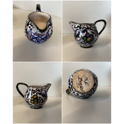 ANTICO SERVIZIO CAFFE 5 pers. MAIOLICA MAP Pesaro DECORO FLOREALE  ART DECO '900