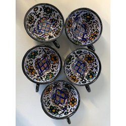 ANTICO SERVIZIO CAFFE 5 pers. MAIOLICA MAP Pesaro DECORO FLOREALE  ART DECO '900