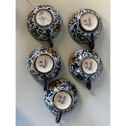 ANTICO SERVIZIO CAFFE 5 pers. MAIOLICA MAP Pesaro DECORO FLOREALE  ART DECO '900