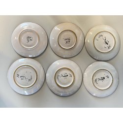 ANTICO SERVIZIO CAFFE 5 pers. MAIOLICA MAP Pesaro DECORO FLOREALE  ART DECO '900