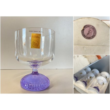 CALICI CRISTALLO SET 6 DESIGN Edoardo Dal Seno Arnolfo di Cambio 10,5 cm/h '70s