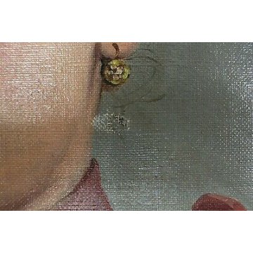 ANTICO DIPINTO OLIO TELA Innocenti Geneve RITRATTO FEMMINILE FIGURA DONNA 1892 