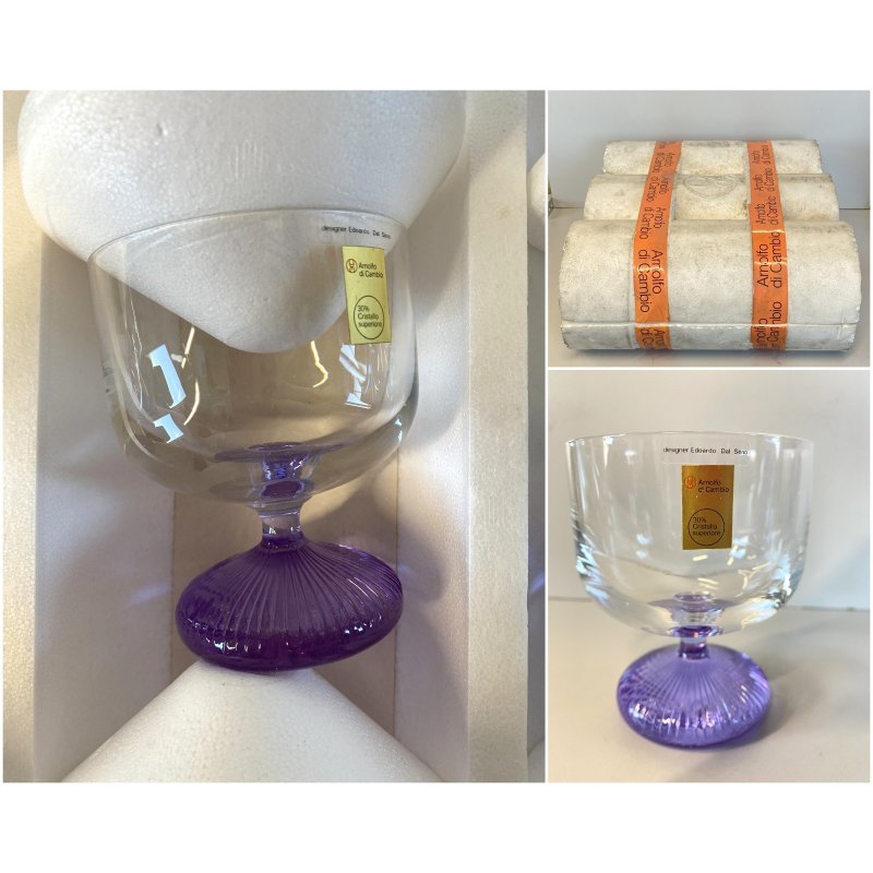 CALICI CRISTALLO SET 6 DESIGN Edoardo Dal Seno Arnolfo di Cambio 11 cm/h '70s