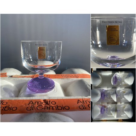 CALICI CRISTALLO SET 5 DESIGN Edoardo Dal Seno Arnolfo di Cambio 10,5 cm/h '70s