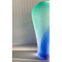 VASO VETRO SOFFIATO MURANO TEXTURE RILIEVO VERDE ACQUA BLU 35 cm/h FIRMATO '99