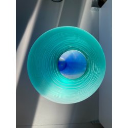 VASO VETRO SOFFIATO MURANO TEXTURE RILIEVO VERDE ACQUA BLU 35 cm/h FIRMATO '99