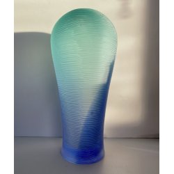 VASO VETRO SOFFIATO MURANO TEXTURE RILIEVO VERDE ACQUA BLU 35 cm/h FIRMATO '99