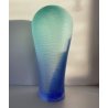 VASO VETRO SOFFIATO MURANO TEXTURE RILIEVO VERDE ACQUA BLU 35 cm/h FIRMATO '99