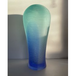 VASO VETRO SOFFIATO MURANO TEXTURE RILIEVO VERDE ACQUA BLU 35 cm/h FIRMATO '99