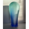 VASO VETRO SOFFIATO MURANO TEXTURE RILIEVO VERDE ACQUA BLU 35 cm/h FIRMATO '99