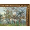 ANTICO QUADRO DIPINTO OLIO TAVOLA N. Laurenti PAESAGGIO LOMBARDO Il Lambro 1930
