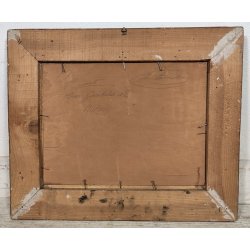 ANTICO QUADRO DIPINTO OLIO TAVOLA N. Laurenti PAESAGGIO LOMBARDO Il Lambro 1930