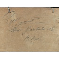 ANTICO QUADRO DIPINTO OLIO TAVOLA N. Laurenti PAESAGGIO LOMBARDO Il Lambro 1930