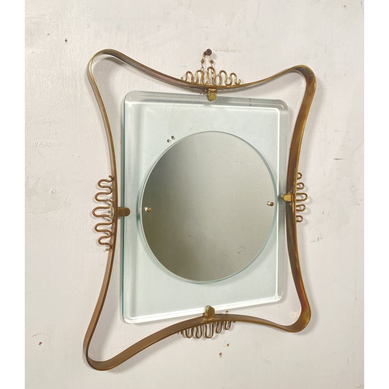 SPECCHIERA DESIGN ANNI 60 OTTONE ATTR. FONTANA ARTE VINTAGE SPECCHIO MIRROR
