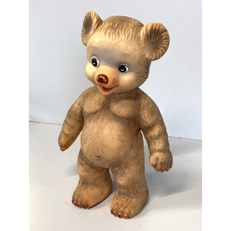 GIOCATTOLO VINTAGE ORSACCHIOTTO TEDDY BEAR GOMMA MORBIDA FISCHIETTO OK 26cmh '50