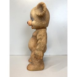 GIOCATTOLO VINTAGE ORSACCHIOTTO TEDDY BEAR GOMMA MORBIDA FISCHIETTO OK 26cmh '50