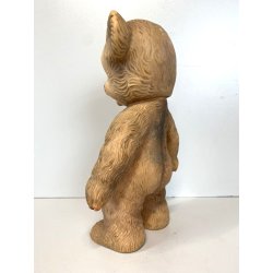 GIOCATTOLO VINTAGE ORSACCHIOTTO TEDDY BEAR GOMMA MORBIDA FISCHIETTO OK 26cmh '50