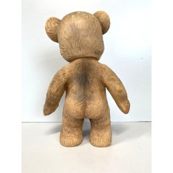 GIOCATTOLO VINTAGE ORSACCHIOTTO TEDDY BEAR GOMMA MORBIDA FISCHIETTO OK 26cmh '50