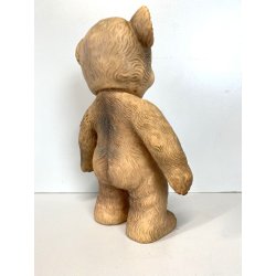 GIOCATTOLO VINTAGE ORSACCHIOTTO TEDDY BEAR GOMMA MORBIDA FISCHIETTO OK 26cmh '50