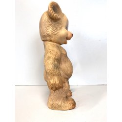 GIOCATTOLO VINTAGE ORSACCHIOTTO TEDDY BEAR GOMMA MORBIDA FISCHIETTO OK 26cmh '50