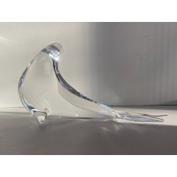 SCULTURA FIGURA FOCA MAESTRO Ballarin VETRO Murano TRANSPARENTE  15,5 cm/h '900