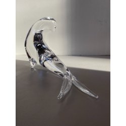 SCULTURA FIGURA FOCA MAESTRO Ballarin VETRO Murano TRANSPARENTE  15,5 cm/h '900