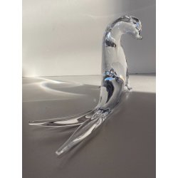 SCULTURA FIGURA FOCA MAESTRO Ballarin VETRO Murano TRANSPARENTE  15,5 cm/h '900