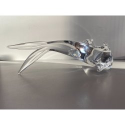 SCULTURA FIGURA FOCA MAESTRO Ballarin VETRO Murano TRANSPARENTE  15,5 cm/h '900