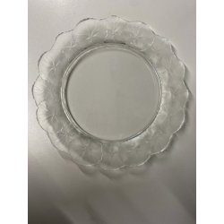 PIATTO CRISTALLO "Honfleur" GERANIUM LEAF Lalique  FRANCE CLEAR CRYSTAL ø27,5cm