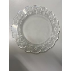 PIATTO CRISTALLO "Honfleur" GERANIUM LEAF Lalique  FRANCE CLEAR CRYSTAL ø27,5cm