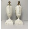 COPPIA LAMPADA TAVOLO VASO BIANSATO PORCELLANA BISCUIT DECORO SCENA Neoclassica