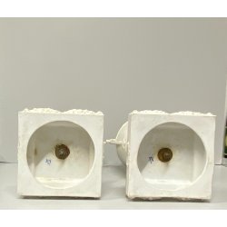 COPPIA LAMPADA TAVOLO VASO BIANSATO PORCELLANA BISCUIT DECORO SCENA Neoclassica