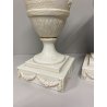 COPPIA LAMPADA TAVOLO VASO BIANSATO PORCELLANA BISCUIT DECORO SCENA Neoclassica