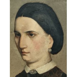 ANTICO QUADRO DIPINTO olio tela EPOCA 1800 RITRATTO FEMMINILE NOBILDONNA SPILLA