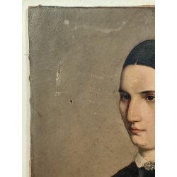 ANTICO QUADRO DIPINTO olio tela EPOCA 1800 RITRATTO FEMMINILE NOBILDONNA SPILLA