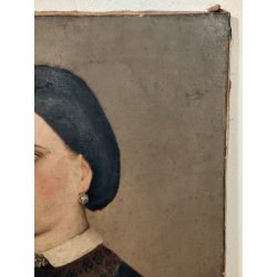 ANTICO QUADRO DIPINTO olio tela EPOCA 1800 RITRATTO FEMMINILE NOBILDONNA SPILLA