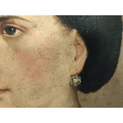 ANTICO QUADRO DIPINTO olio tela EPOCA 1800 RITRATTO FEMMINILE NOBILDONNA SPILLA