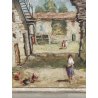 ANTICO QUADRO DIPINTO Giorgio Marcon EPOCA 900 olio tavola PAESAGGIO CASCINA
