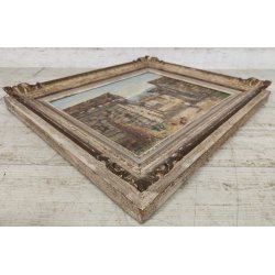 ANTICO QUADRO DIPINTO Giorgio Marcon EPOCA 900 olio tavola PAESAGGIO CASCINA