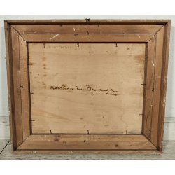 ANTICO QUADRO DIPINTO Giorgio Marcon EPOCA 900 olio tavola PAESAGGIO CASCINA