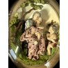 antica TECA BASSORILIEVO MADONNA con BAMBINO GESU ovale GESSO DIPINTO fine 800