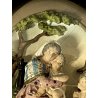 antica TECA BASSORILIEVO MADONNA con BAMBINO GESU ovale GESSO DIPINTO fine 800
