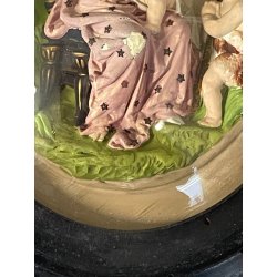 antica TECA BASSORILIEVO MADONNA con BAMBINO GESU ovale GESSO DIPINTO fine 800