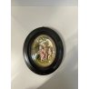 antica TECA BASSORILIEVO MADONNA con BAMBINO GESU ovale GESSO DIPINTO fine 800