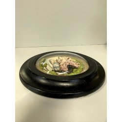 antica TECA BASSORILIEVO MADONNA con BAMBINO GESU ovale GESSO DIPINTO fine 800