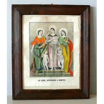 ANTICO QUADRO STAMPA INCISIONE TORINO presso Cordey LA FEDE, SPERANZA E CARITA 