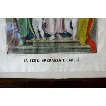 ANTICO QUADRO STAMPA INCISIONE TORINO presso Cordey LA FEDE, SPERANZA E CARITA 