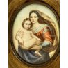 ANTICA MINIATURA MADONNA SAN SISTO BAMBINO GESU dipinto firmato CORNICE RADICA